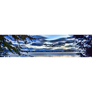 Experience a stunning panorama of dramatic clouds hovering over a tranquil lake - this is Clouds on the Lake! Bring the beauty of nature indoors and marvel at the tranquility it brings to your living space.  Clouds on the Lake by Alison Thomas of Serenity Scenes Photography and Digital Art.