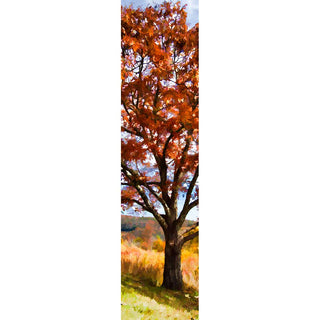 A fall tree in orange color against a mountain backdrop.  Mountain Orange by Alison Thomas of Serenity Scenes Photography and Digital Art.