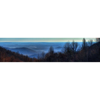 Admire the stunning beauty of nature with this magnificent 'Sea of Mountains' horizontal panorama. Perfect for bringing a touch of the outdoors into your home, it captures the majestic views of mountains, trees, and rolling hills. Let its beauty fill you with awe!  Sea of Mountains by Alison Thomas of Serenity Scenes Photography and Digital Art.