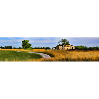 Our Yellow Barn Horizontal Panorama adds a rustic charm to any home or office. The image features a yellow barn within a rural farm landscape for a classic country feel. This art is sure to make a statement in any space.  Yellow Barn by Alison Thomas of Serenity Scenes Photography and Digital Art.