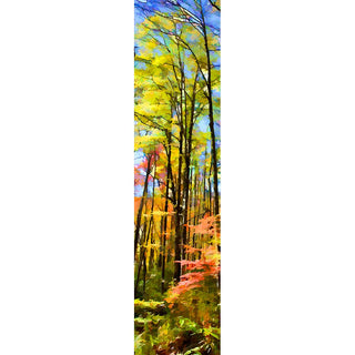 Experience nature’s beauty with this vibrant vertical panorama featuring stunning fall colors. Delight in a vibrant abstract of trees, and enjoy the richness of the season’s surreal transformation.  Forest Splash by Alison Thomas of Serenity Scenes Photography and Digital Art.