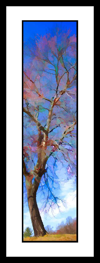 Discover the beauty of nature with Red Cotton - Vertical Panorama. Our unique vertical panorama digital art captures the breathtaking beauty of a red maple just leafing out in springtime. Elevate your home and evoke emotion with this stunning display of nature's splendor. What will it inspire in you?  Red Cotton by Alison Thomas of Serenity Scenes Photography and Digital Art