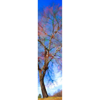 Discover the beauty of nature with Red Cotton - Vertical Panorama. Our unique vertical panorama digital art captures the breathtaking beauty of a red maple just leafing out in springtime. Elevate your home and evoke emotion with this stunning display of nature's splendor. What will it inspire in you?  Red Cotton by Alison Thomas of Serenity Scenes Photography and Digital Art