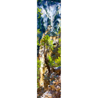 A conifer tree against the blue shades of Yellowstone Canyon.  Blue Canyon Tree by Alison Thomas of Serenity Scenes Photography and Digital Art.