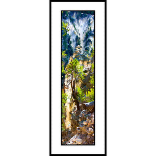 A conifer tree against the blue shades of Yellowstone Canyon.  Blue Canyon Tree by Alison Thomas of Serenity Scenes Photography and Digital Art.