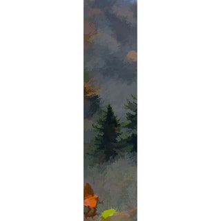 A foggy hillside with spots of green and range.  Foggy HIllside by Alison Thomas of Serenity Scenes Photography and Digital Art.