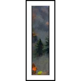 A foggy hillside with spots of green and range.  Foggy HIllside by Alison Thomas of Serenity Scenes Photography and Digital Art.