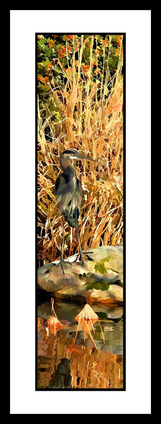 Heron in the Grass - Vertical Panorama